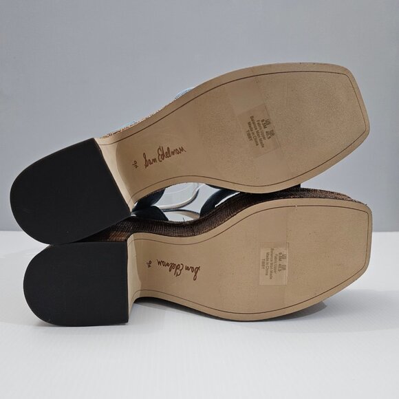 NEW Sam Edelman Tibby Wedge Womens 9.5 Montrose Blue Denim Woven Platform Sandal - Picture 11 of 13